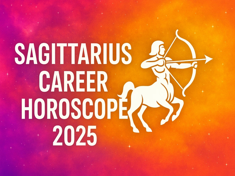 Sagittarius career horoscope 2025 chart with archer symbol and career icons