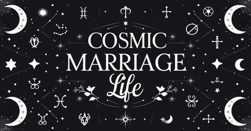 Cosmic Marriage Compatibility Chart with Zodiac and Numerology Symbols