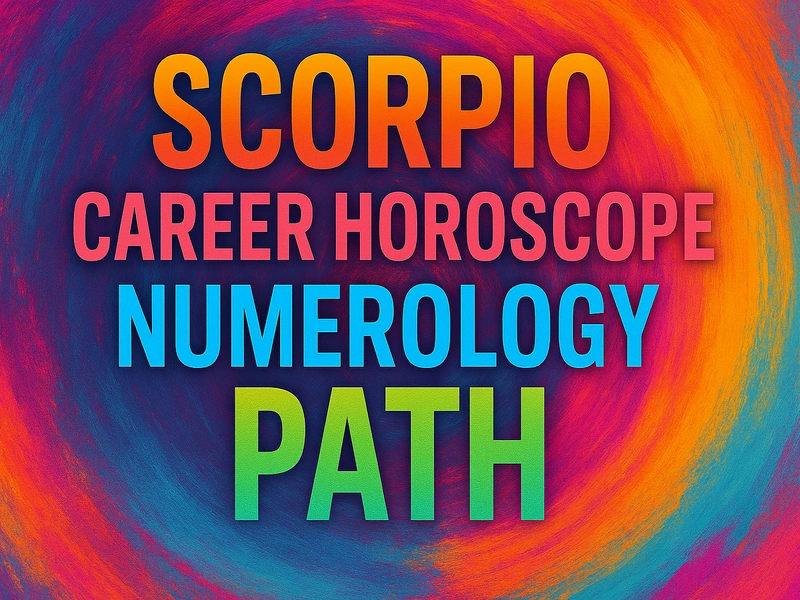 Scorpio career horoscope chart with zodiac and numerology symbols